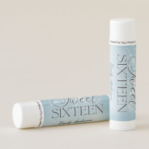 Blue Sparkle Sweet 16 Birthday Favor Lip Balm