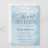 Blue Sparkle Sweet 16 Invitation (Front)