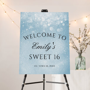 Blue Sparkle Sweet 16 Welcome Foam Board