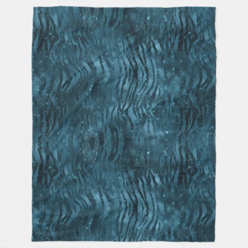 Blue Sparkle Zebra Print Fleece Blanket