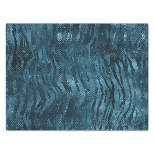 Blue Sparkle Zebra Print Tissue Paper
