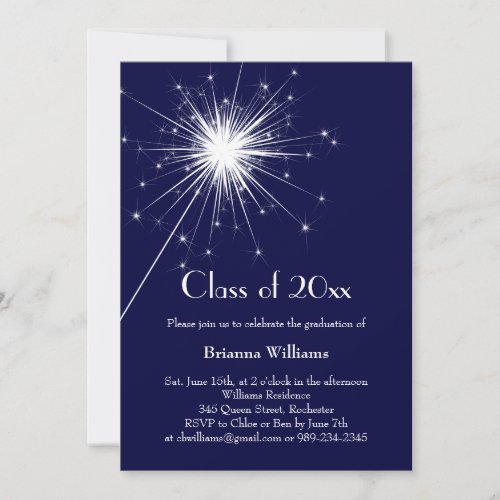 Blue Sparkler Graduation Celebration Invitation