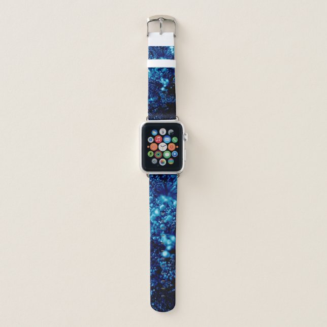 Blue sparkles Abstract Frozen bubbles Apple Watch Band (Front)