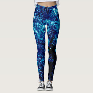 Blue sparkles Abstract Frozen bubbles Leggings