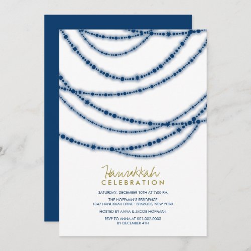 Blue Sparkles Hanukkah Celebration Holiday Party Invitation
