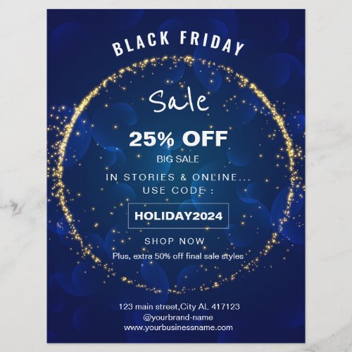 Blue Sparkles Party holiday sale promotion  Flyer