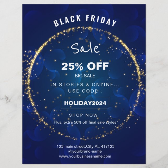 Blue Sparkles Party holiday sale promotion  Flyer (Front)