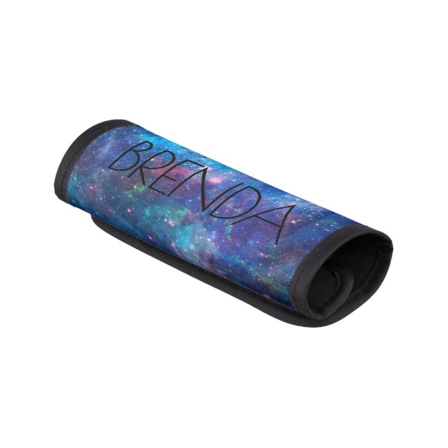 Blue Sparkling Deep-Space Lights Background Luggage Handle Wrap (Angled)