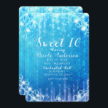 Blue Sparkling Frozen Ice Sweet 16 Birthday Party Invitation<br><div class="desc">Customize for any event.</div>