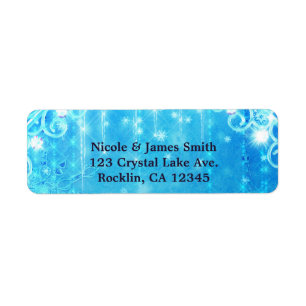 Blue Sparkling Frozen Winter Wonderland Snowflakes Label