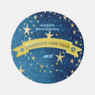 Blue Sparkling New Year Birthday Gold Dark Starry Rug