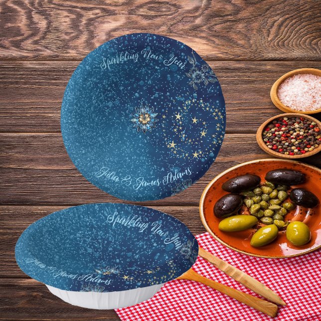 Blue Sparkling New Year Glitter Stars Floral Party Paper Bowls (Blue Sparkling New Year Glitter Stars Floral Party Paper Bowls)