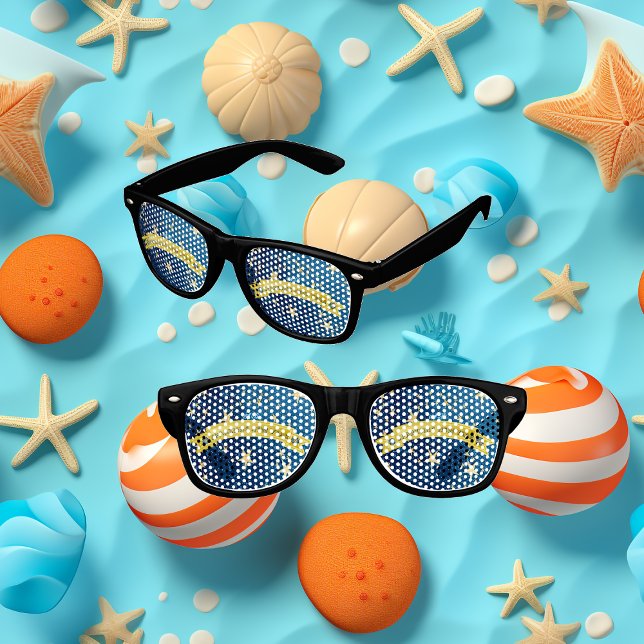 Blue Sparkling New Year Golden Dark Starry Night  Retro Sunglasses (Blue Sparkling New Year Golden Dark Starry Night Retro Sunglasses)