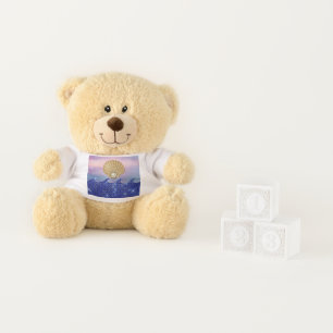 Blue Sparkling Waves Golden Seashell Teddy Bear