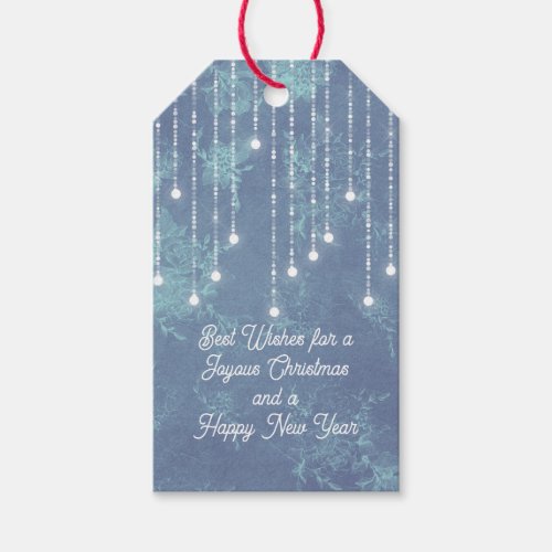 Blue Sparkly Lights and Snowflakes Gift Tags