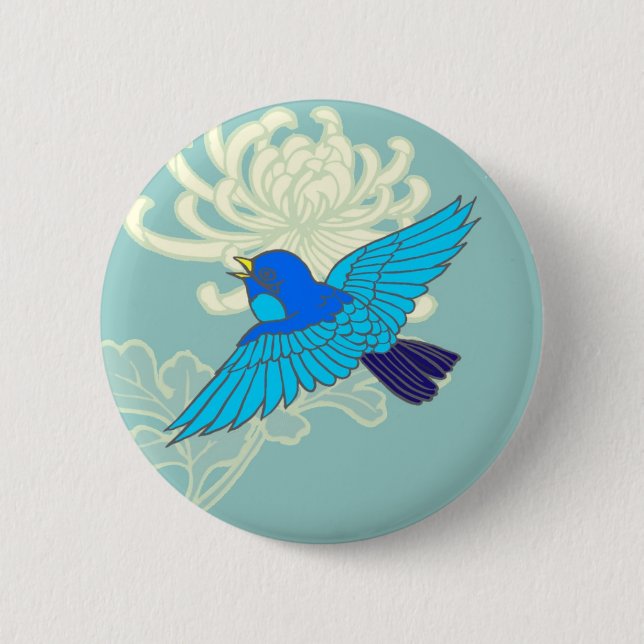Blue Sparrow Pinback Button (Front)