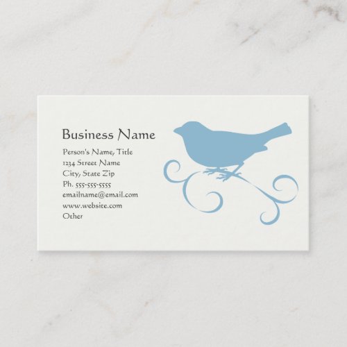 Blue Sparrow with Ribbon Business Card Template