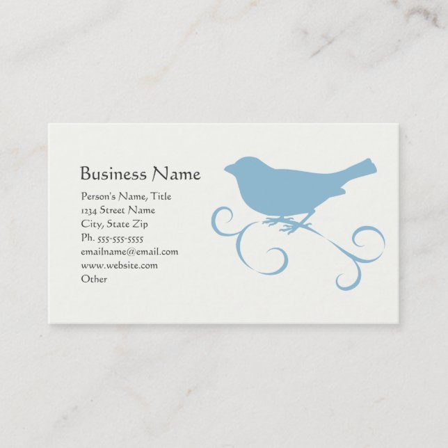 Blue Sparrow with Ribbon Business Card (Front)