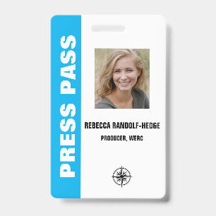 BLUE SPECIAL EVENT PRESS PASS and Photo I.D. Badge