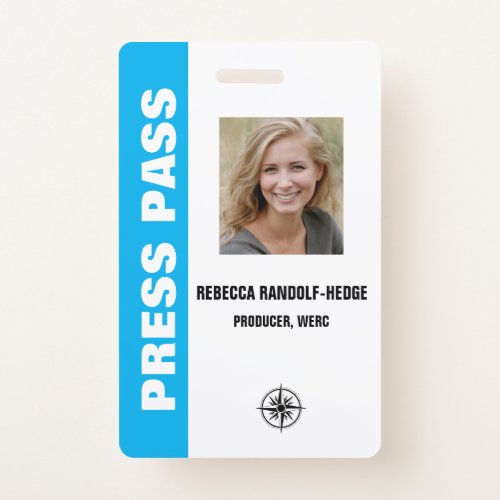 BLUE SPECIAL EVENT PRESS PASS and Photo ID Badge