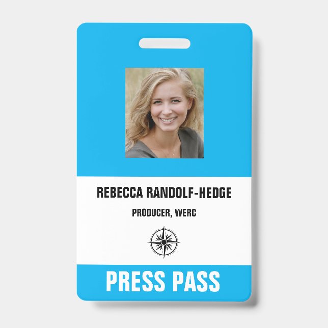 BLUE SPECIAL EVENT PRESS PASS and Photo I.D. Badge (Front)