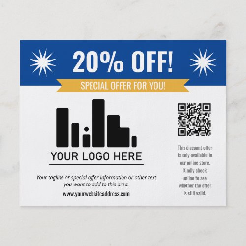 Blue Special Offer Discount Your Logo  QR Code Flyer
