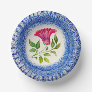 Blue Speckle Floral Paper Bowls