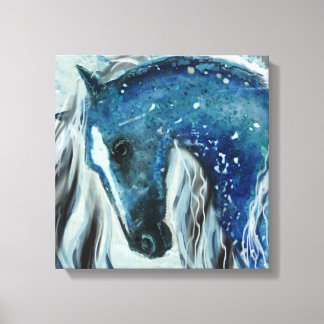 Blue Speckle Horse Art on Wrapped Canvas Print