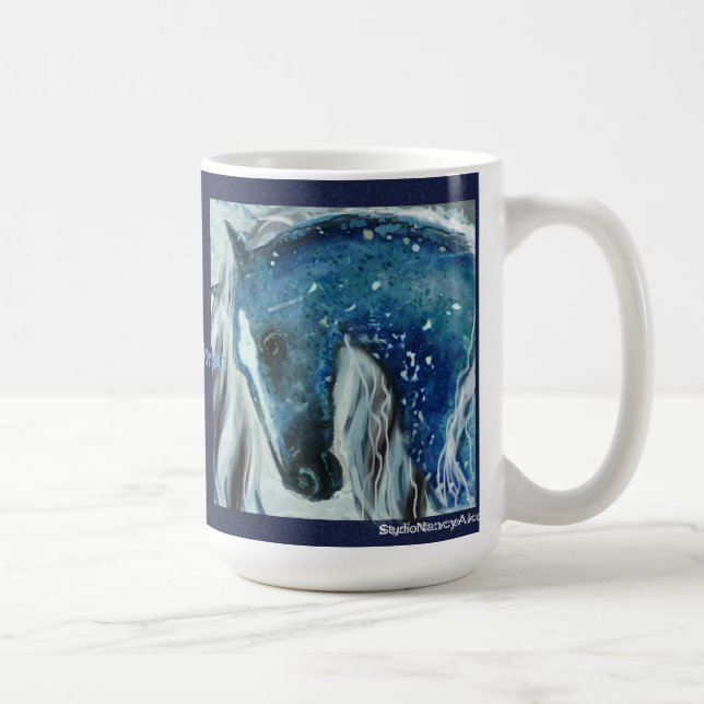 Blue Speckle Horse Mug (Right)
