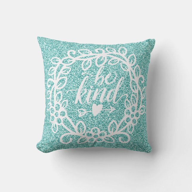 Blue Speckled - Be Kind Throw Pillow (Front)