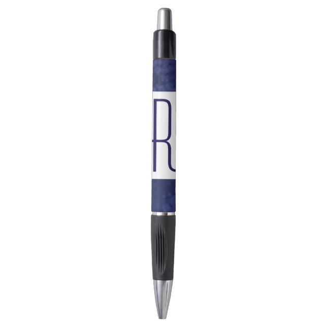 Blue Speckled Monogram Pen (Front Vertical)
