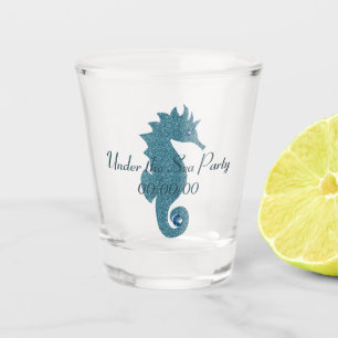 Blue Speckled Seahorse Shot Glass