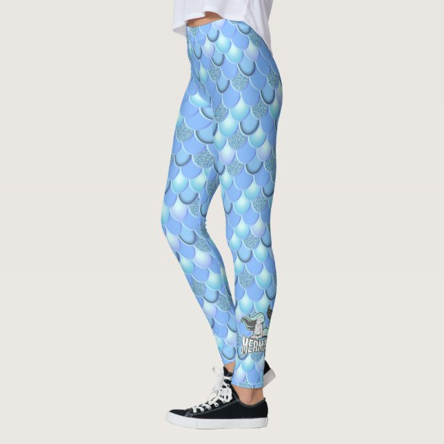 Blue spectrum of mermaid colors  leggings (Left)