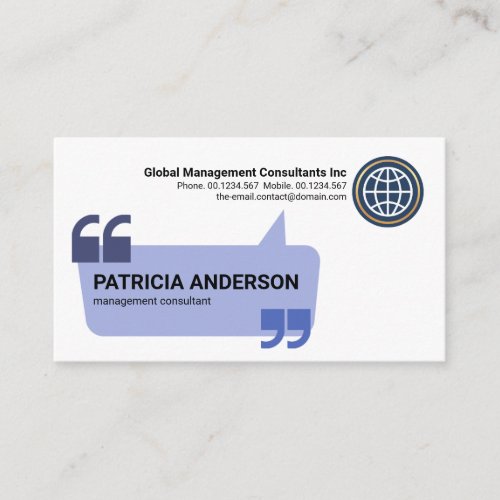 Blue Speech Box With Quotation Marks Journalist Business Card