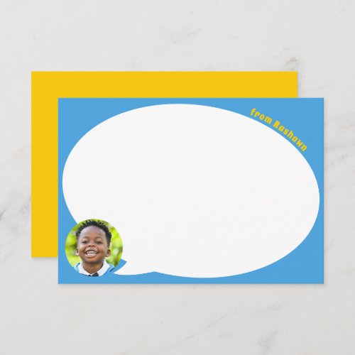Blue Speech Bubble and Photo Thank You Card