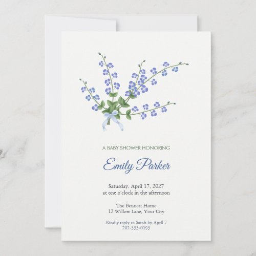 Blue Speedwell Boy Baby Shower Invitation