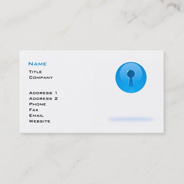 Blue Sphere With Keyhole Business Card Template (Front)