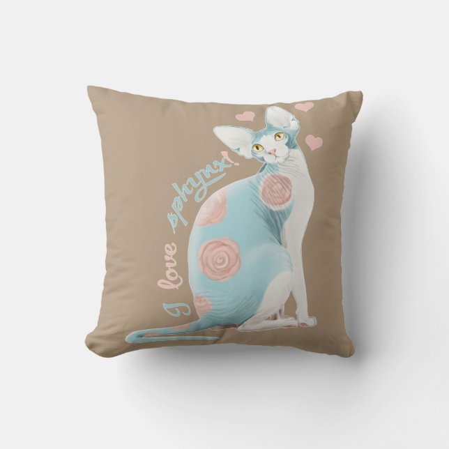 💛💙💛 Blue Sphynx 💛💙💛 Throw Pillow (Front)