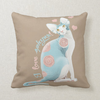💛💙💛 Blue Sphynx 💛💙💛 Throw Pillow