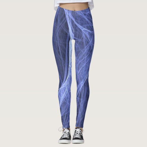 Blue Spider Web Print Leggings  Yoga Pants