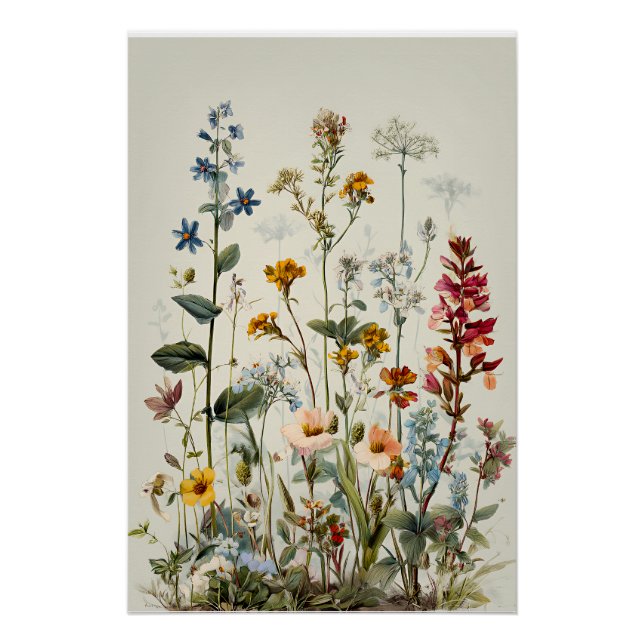 Blue Spike Wildflower Bouquet Poster (Front)