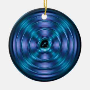Blue spinning atom ceramic ornament