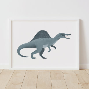 Blue Spinosaurus Dinosaur Kids Room Poster