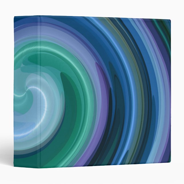 Blue Spiral Abstract Art 3 Ring Binder (Front/Spine)