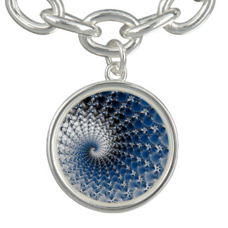 Blue Spiral Bracelet Charm SP Round