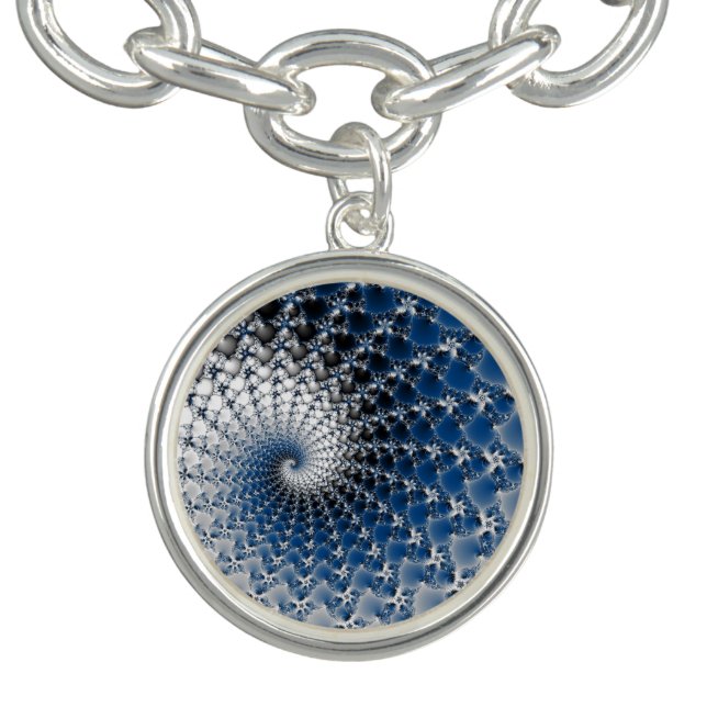 Blue Spiral Bracelet Charm SP Round (Design)