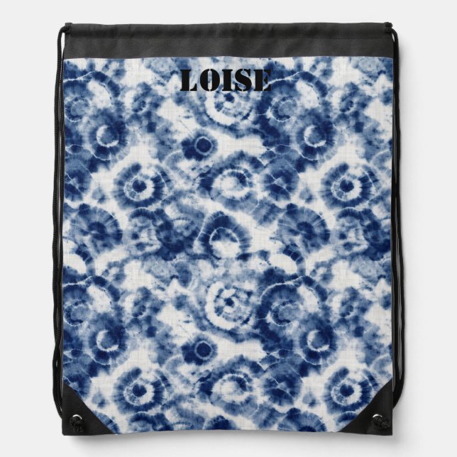 Blue Spiral Custom Drawstring Bag (Front)