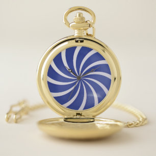 Blue Spiral Gold-Finish Pocket Watch