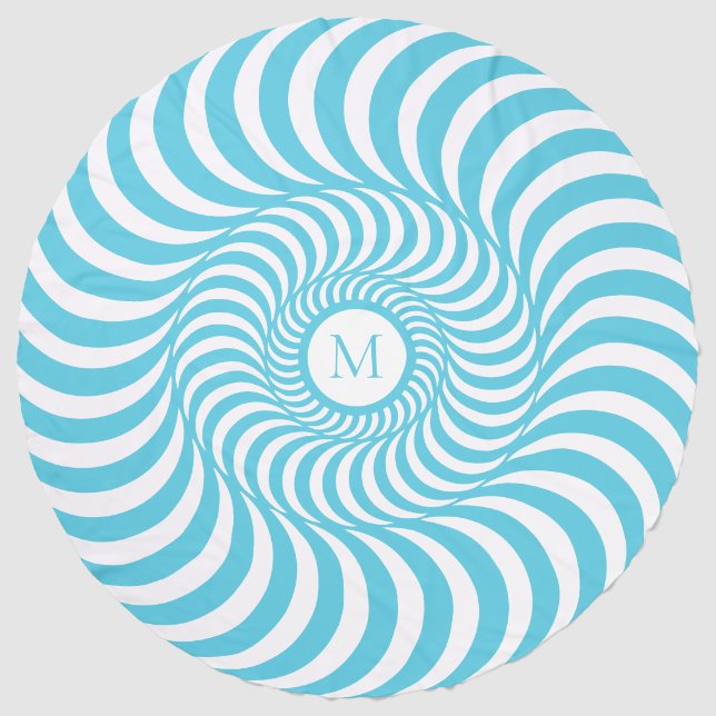 Blue Spiral Monogram Beach Towel Beach Towel (Front)