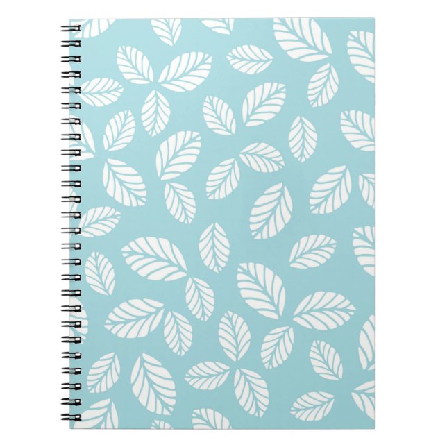 Blue Spiral Notebook With Leaves (Front)
